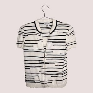 St John Womens Sweater Set Sz P White Black Short Sleeves and Tank‎ Summer Prep